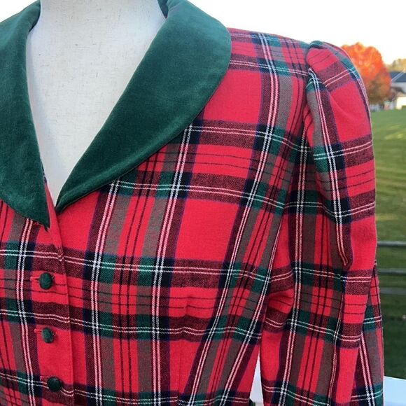 Petite Lanz Made USA Christmas Holiday flannel Vintage nightgown dress Womens 12 - Picture 5 of 16